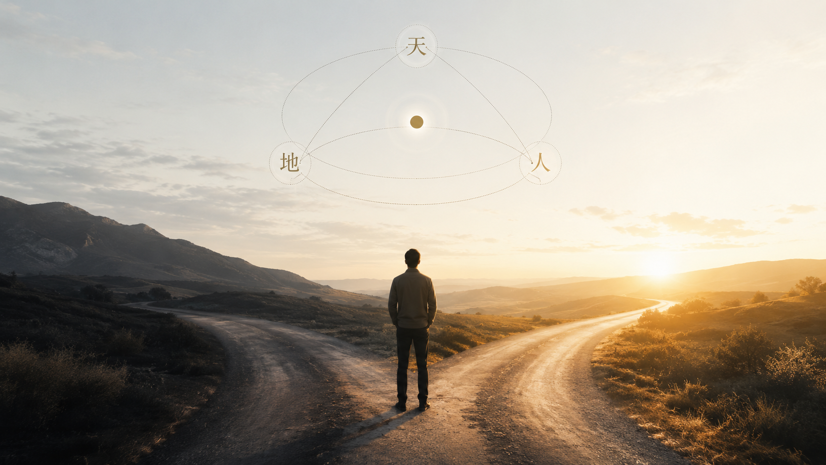 A solitary figure facing two paths, representing identity, choice and the creation of momentum.